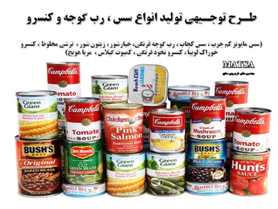 طرح توجیهی کنسرو ، شور ، مربا ، رب سس مایونز و کچاپ ، کمپوت