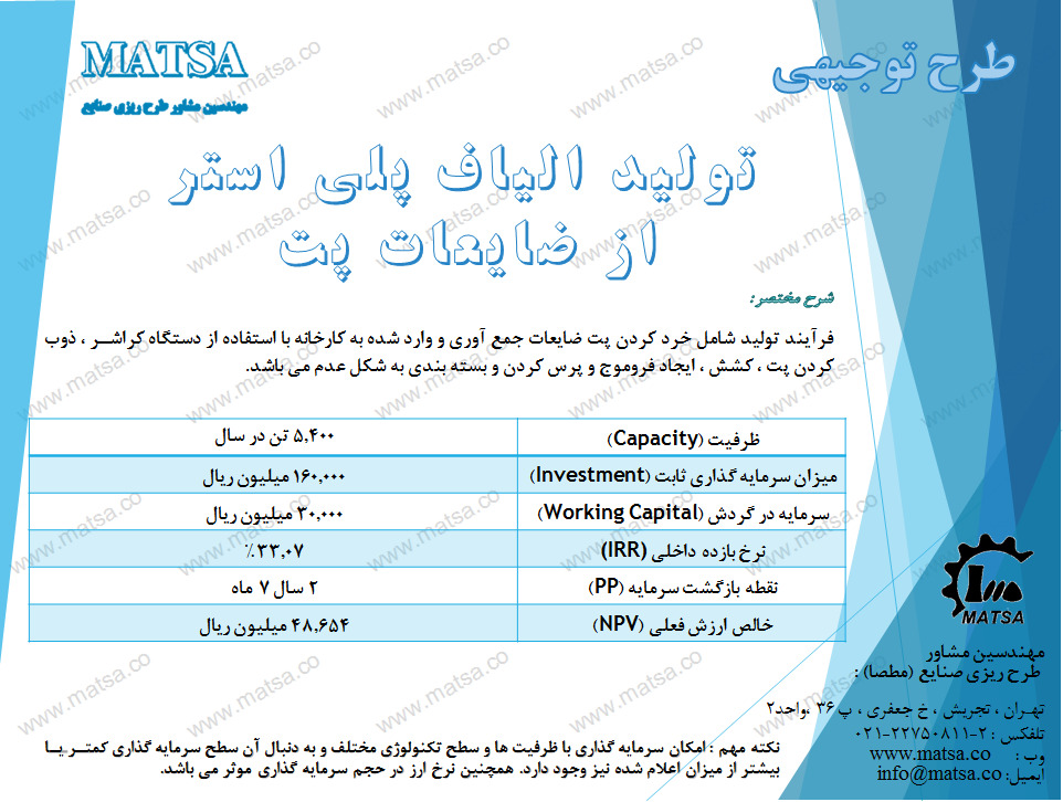 طرح توجیهی الیاف پلی استر